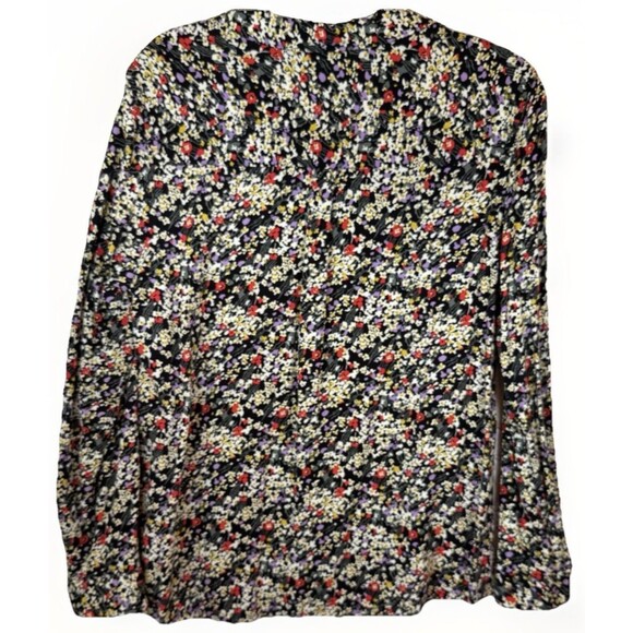 Intro Top Blouse Womens XL Long Sleeve Button-Up Floral Calico Rayon Colorful - Picture 2 of 10